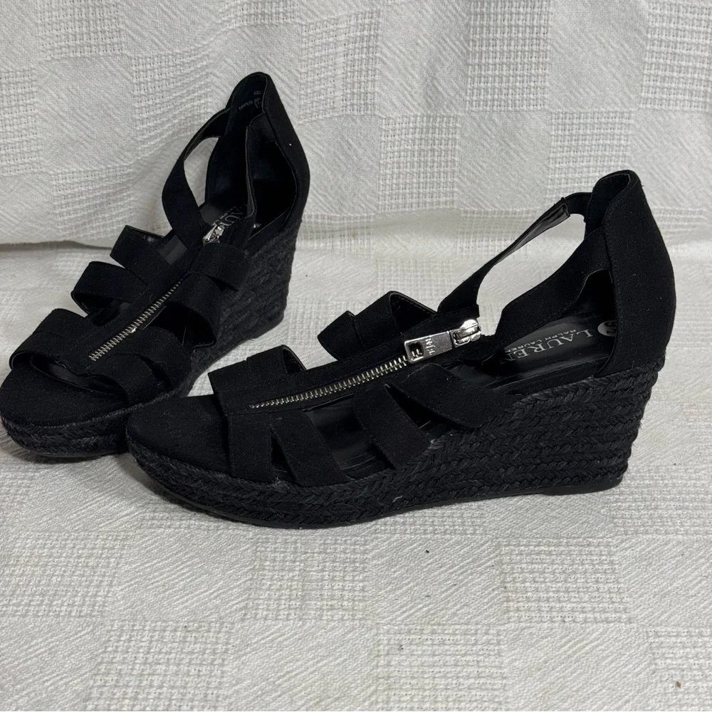 Ralph Lauren US Women’s Size‎ 9,5 Black Kelsie espadrille Wedge heels sandals